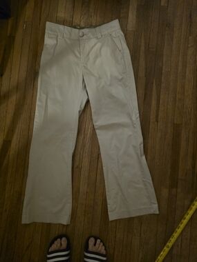 Lee Women's Khaki Straight-Leg Pants Tan, Cute Button Detail & Comfort Waist